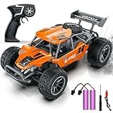 VATOS Voiture Télécommandé pour Enfants(catégorie Jouet) 1:16 2WD Voiture RC 15 km/h 50 Minutes d’Autonomie｜2.4Ghz Camion RC Véhicule électrique Jouet avec 2 Batteries Cadeau pour Garçons 6-12 Ans